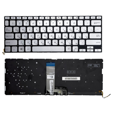 Клавіатура для ноутбука Asus VivoBook 14 M409, 14 M409D, 14 X409, 14 X409F Silver з підсвіткою