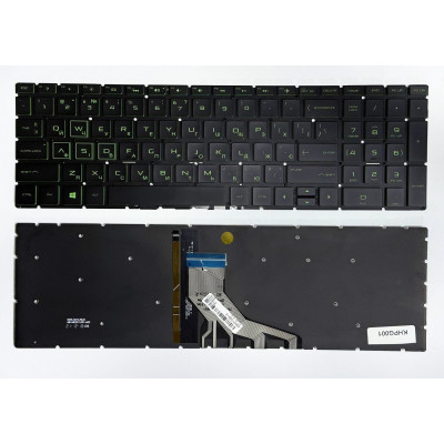 Клавіатура HP 15-DA, DB, DR, Pavilion 15-CS, CW, Pavilion Gaming 15-CX, DK, EC, ENVY x360 15-CN, CP, Зелена, з підсвіткою