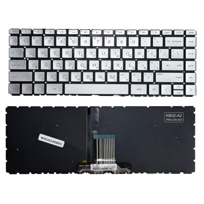 Клавіатура HP Pavilion 14-BD, 14-CB, 14-CC, 14-CD, 14-CE,14-CK, 14-CM, 14-CF Срібна, з підсвіткою