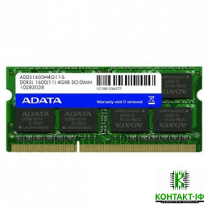 Оперативна пам'ять б/в SO-DIMM Adata 4Gb DDR3L 1600MHz PC3L-12800S CL11 (ADDS1600W4G11-S)