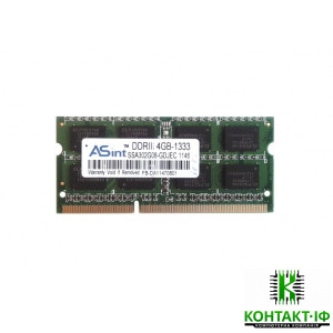 Оперативна пам'ять б/в SO-DIMM ASint 4Gb DDR3 1333MHz 2R8 CL9 (SSA302G08-GDJEC)