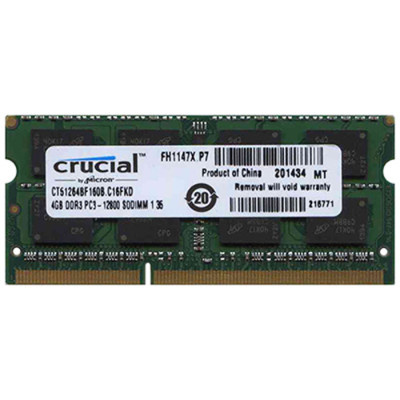 Оперативна пам'ять SO-DIMM Crucial 4Gb DDR3L 1600MHz (CT51264BF160B.C16FKD)