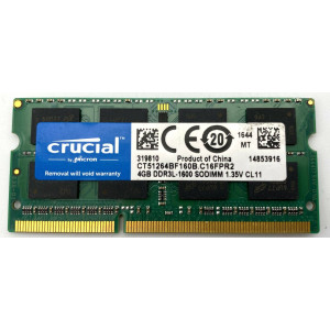 Оперативна пам'ять SO-DIMM Crucial 4Gb DDR3L 1600MHz (CT51264BF160B.C16FPR2)