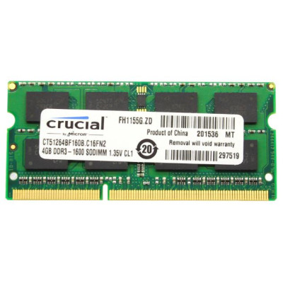 Оперативна пам'ять SO-DIMM Crucial 4Gb DDR3L 1600MHz (ct51264bf160b.c16fn2)