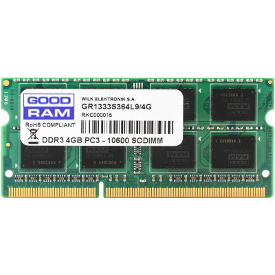 Оперативна пам'ять SO-DIMM Goodram DDR3 4Gb 1333MHz (GR1333S364L9/4G)