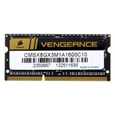 Оперативна пам'ять б/в SO-DIMM Corsair Vengeance DDR3 1600MHz 8Gb PC3-12800 (CMSX8GX3M1A1600C10)