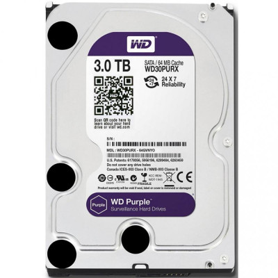 HDD Western Digital Purple 3Tb 5400rpm 64MB WD30PURZ 3.5" SATA III