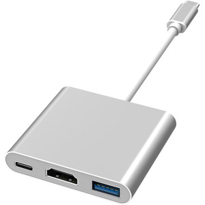 Перехідник/Хаб 3 в 1 USB Type С to USB 3.0, 1 USB C, 1 HDTV (Gray)