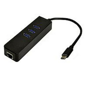 Адаптер Dynamode USB 3.1 Type-C - RJ45 Gigabit Lan, 3 * USB 3.0-порту, Win7 / Mac OS X, чорний, bulk