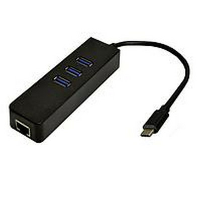 Адаптер Dynamode USB 3.1 Type-C - RJ45 Gigabit Lan, 3 * USB 3.0-порту, Win7 / Mac OS X, чорний, bulk