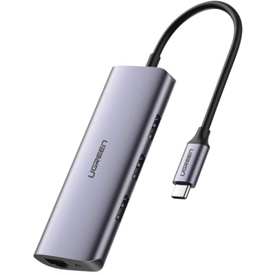 Перехідник/Хаб Ugreen 4 в 1 USB-C/Type-C to 3xUSB 3.0/1xMicroUSB/1xRJ-45 Fast Ethernet LAN (CM252/10929) (Space Gray)