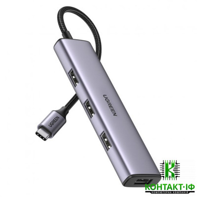 Перехідник/Хаб Ugreen 4 в 1 USB-C/Type-C to 4xUSB 3.0 (CM473/20841) (Space Gray)