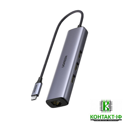 Перехідник/Хаб Ugreen 4 в 1 USB-C/Type-C to 3xUSB 3.0/1xRJ-45 Gigabit Ethernet LAN (CM475/20920) (Space Gray)