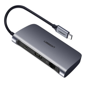 Перехідник/Хаб Ugreen 6 в 1 USB-C/Type-C to 3xUSB 3.0/1xHDMI/1xUSB-C/1xRJ-45 Gigabit LAN (CM212/50771) (Space Gray)