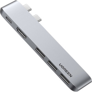 Перехідник/Хаб Ugreen 5 в 2 USB Type C to 3xUSB Type A, 1 USB C (PD 100W), HDMI (4k 30hz), (CM251/60559), (Light Gray)