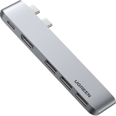 Перехідник/Хаб Ugreen 5 в 2 USB Type C to 3xUSB Type A, 1 USB C (PD 100W), HDMI (4k 30hz), (CM251/60559), (Light Gray)