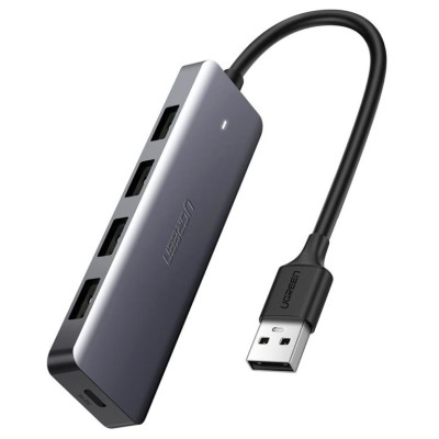 Перехідник/Хаб Ugreen 4 в 1 USB Type A to 4xUSB 3.0, 1 USB C (CM219/50985) (Space Gray)