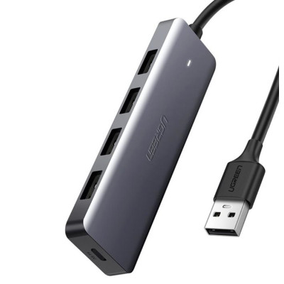 Перехідник/Хаб Ugreen 4 в 1 USB Type A to 4xUSB 3.0, 1 USB C (CM219/15918) (Space Gray, 1m)