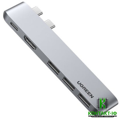 Перехідник/Хаб для MacBook Pro/Air Ugreen 5 в 2 USB-C/Type-C to 3xUSB 3.0/1xHDMI/1xUSB-С (CM251/60559) (Space Gray)