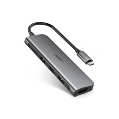 Перехідник Ugreen USB-C/Type-C to 3xUSB 3.0/1xHDMI/1xUSB-C (CM136/50209) (Space Gray)