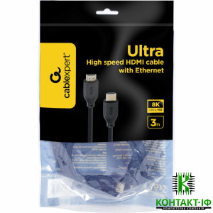 Кабель HDMI to HDMI 3m Cablexpert v2.1 8K 60Hz, Black (пакет)