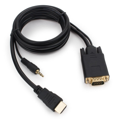Кабель HDMI-VGA +3.5mm Audio Jack 2м (HDMI to VGA) Black (YHL-MH200)