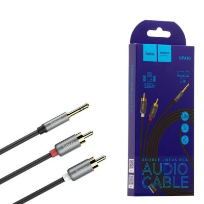 Кабель Hoco UPA10 Lotus Double RCA Audio 3.5 mm Gray