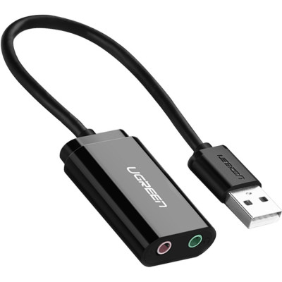 Звукова карта зовнішня UGREEN USB 2.0 to 2x3.5mm Audio External Stereo Sound Card Black (US205/30724)