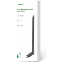 Двохдіапазонний Wifi адаптер Ugreen AC650-High-Gain V3 2.4/5GHz 433Mbps (CM496/90339)