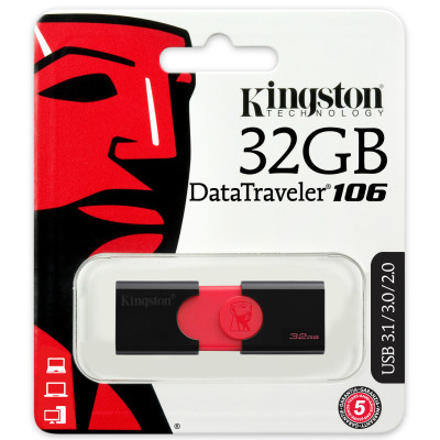 USB флешка Kingston DataTraveler 106 32GB USB 3.1 Black/red