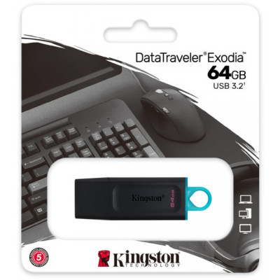 USB флешка Kingston DataTraveler Exodia 64GB USB 3.2 Gen 1 Black/Teal (DTX/64GB)