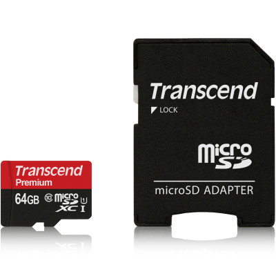 Transcend microSDXC 64GB Class 10 UHS-I Premium (TS64GUSDU1) + SD-adapter