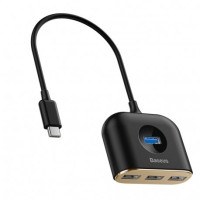 USB-Hub Baseus Square round 4 in 1 USB HUB Adapter Type-C TO USB3.0*1+USB2.0*3 0.17m Black