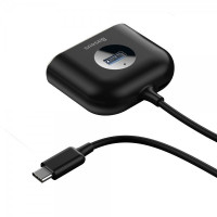USB-Hub Baseus Square round 4 in 1 USB HUB Adapter Type-C TO USB3.0*1+USB2.0*3 0.17m Black
