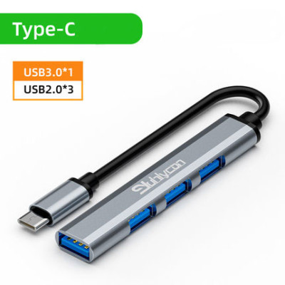 USB Hub Type-C to USB 1x3.0/3x2.0 Gray