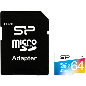 Silicon Power microSDXC 64GB Class 10 UHS-I Elite Color + adapter (SP064GBSTXBU1V20SP)