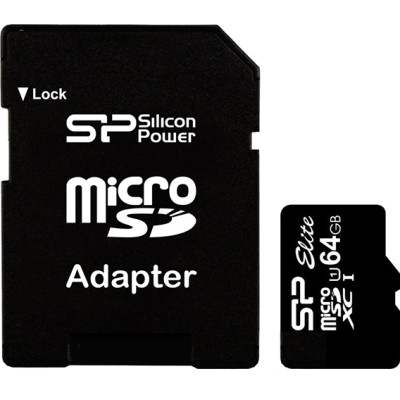 Silicon Power microSDXC 64 GB Class 10 UHS-I Elite + ad