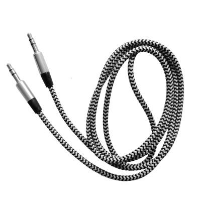 AUX-Кабель 3.5x3.5 тканинний 1m. White-Grey
