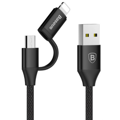 Кабель Baseus Yiven 2-1 Cable (Micro/Lightning)1M Black