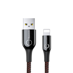 Кабель Baseus C-shaped Light Intelligent power-off Cable Lightning 2.4A 1M Black