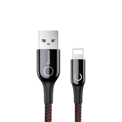 Кабель Baseus C-shaped Light Intelligent power-off Cable Lightning 2.4A 1M Black