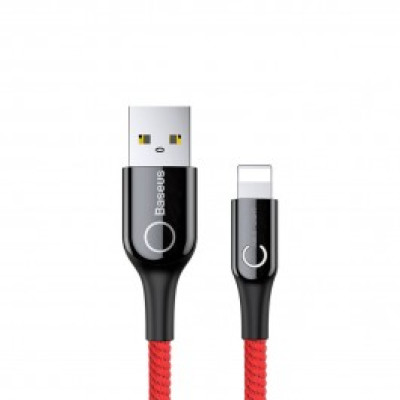 Кабель Baseus C-shaped Light Intelligent power-off Cable Lightning 2.4A 1M Red