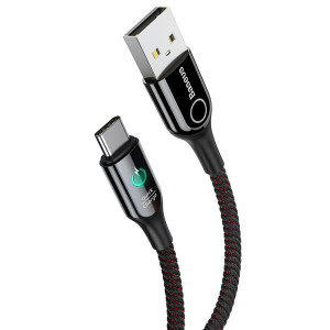 Кабель Baseus C-shaped Light Intelligent power-off Cable USB For Type-C 3A 1M Black