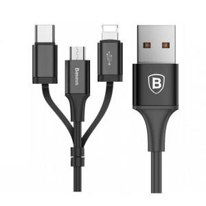 Кабель Baseus Excellent Three-in-one Cable USB For Micro/Lightning/Type-C 2A 1.2M Black