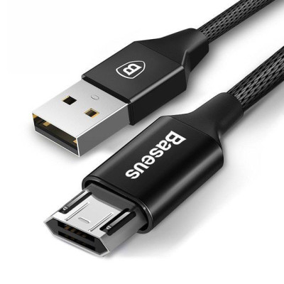 Кабель Baseus cafule Cable USB For Micro 2.4A 0.5M Gray+Black