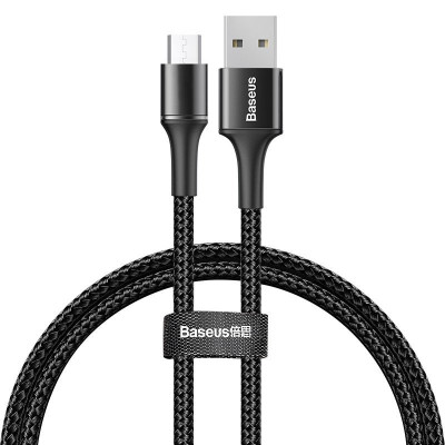 Кабель Baseus halo data cable 0.5M 3A For micro USB Black CAMGH-A01