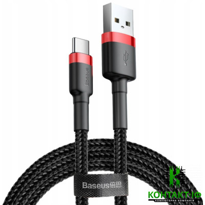 Кабель Baseus cafule Cable USB For Type-C 2A 2M Red+Black (CATKLF-C91)