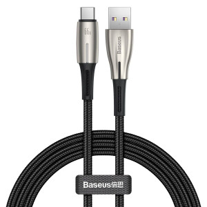 Кабель Type-C Baseus Water Drop-shaped Lamp SuperCharge Cable 66W USB to Type-C 1m Black (CATSD-M01)