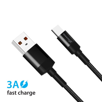 Кабель Grand-X USB Type-C 3A 1m Fast Сharge Black, FC-03