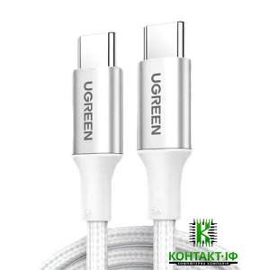 Кабель Ugreen USB-C для Iphone MFI та Android, Power Delivery PD100W Type-C 5А 480Mbps, 1.5m White